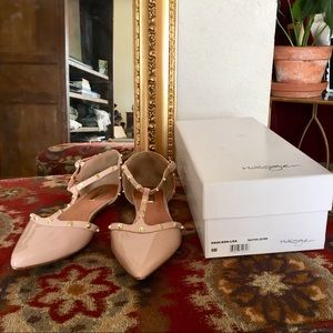 Halogen pale pink studded leather flats
